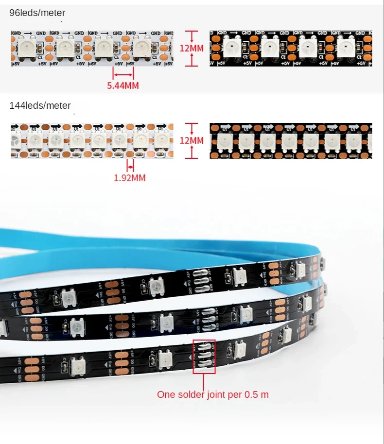 Inteligentna taśma LED WS2812B – Ws2812B Strip 5V recenzja i cena